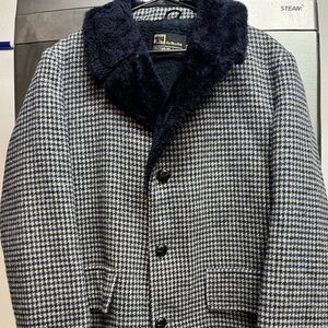 Women's Black and White Houndstooth Coat
